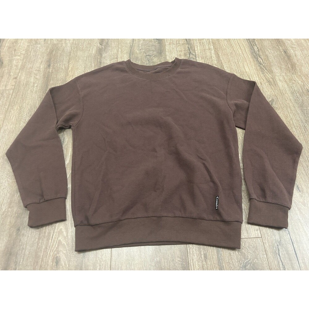 Comfrt Long Sleeve Waffle Lounge Shirt Brown Unisex Medium